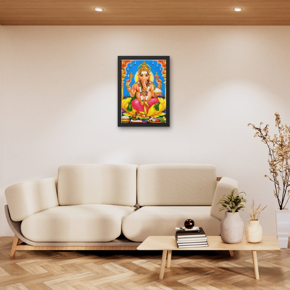 Lord Ganesha Wall Art – Hindu God Photo Frame for Home & Puja Room