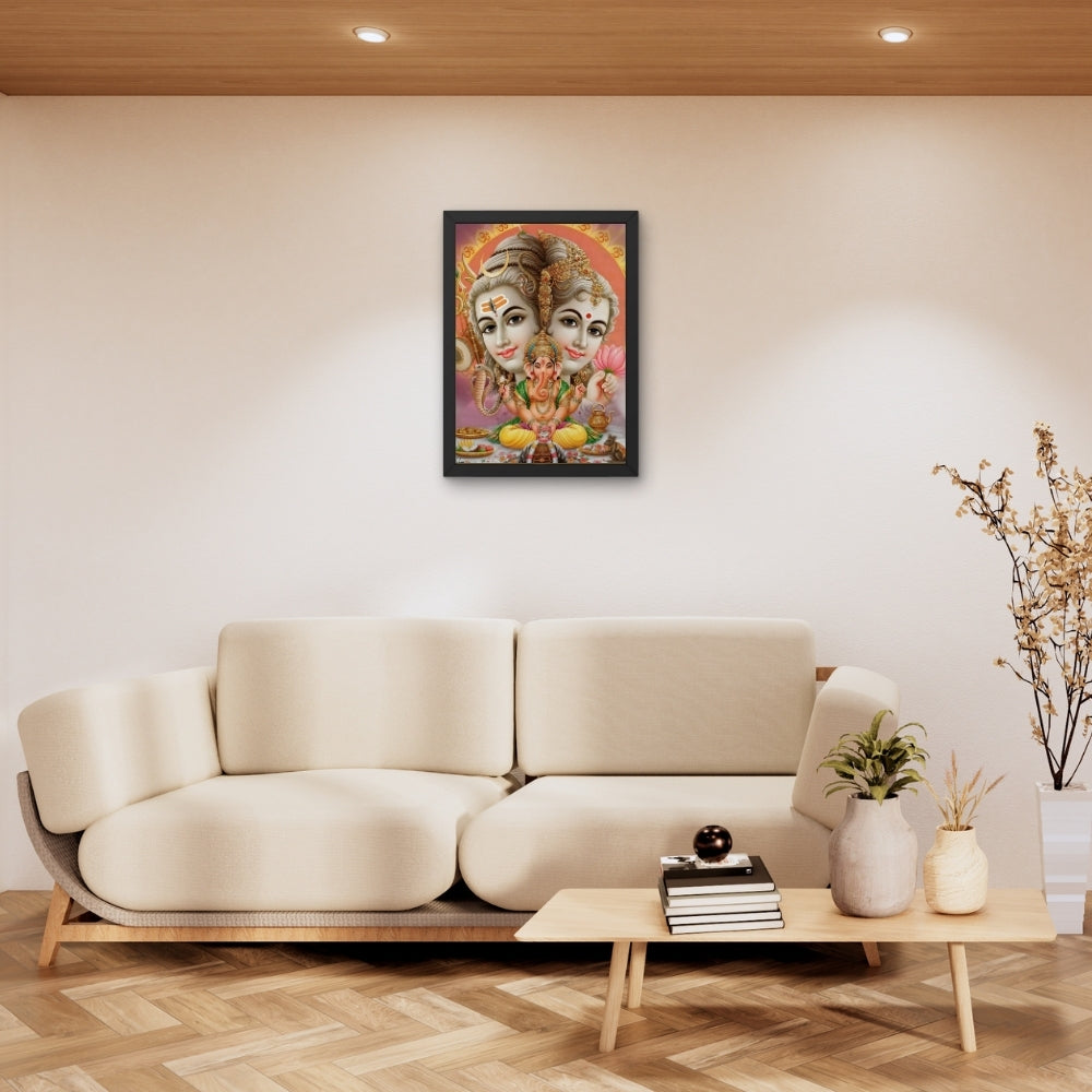 Lord shiva goddess parwathi wall art-shiva with maa parwathi and vinayaka god frame