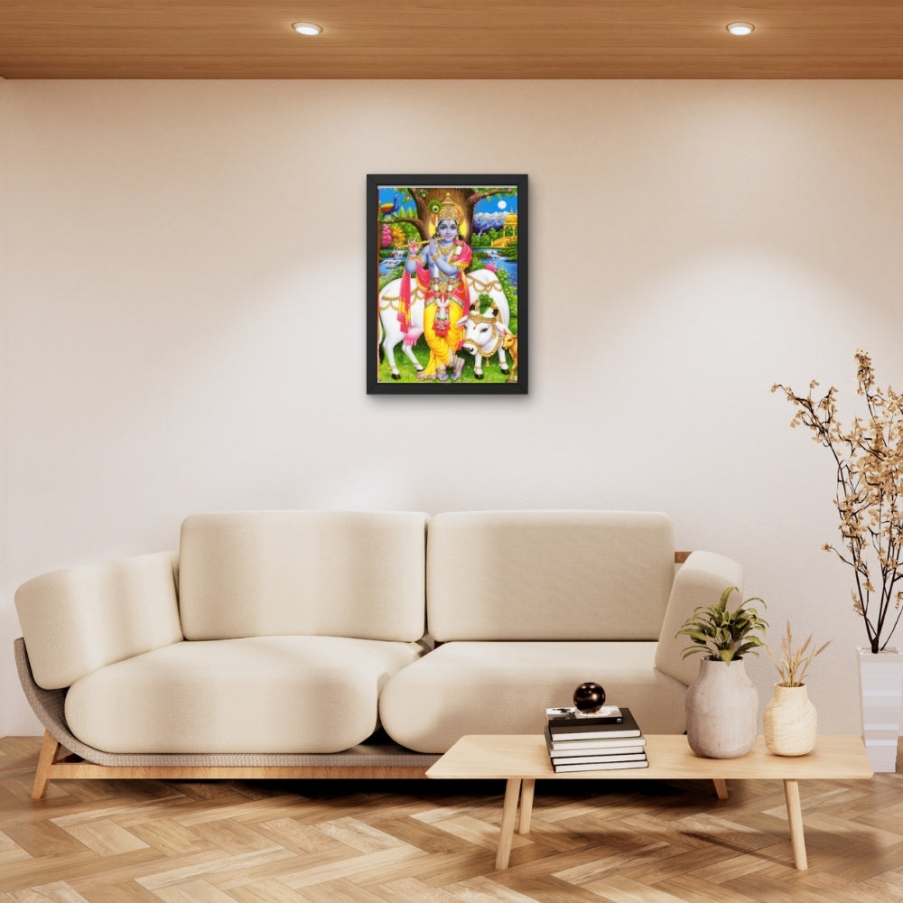 Lord Krishna wall art- God krishna with cow photo frame