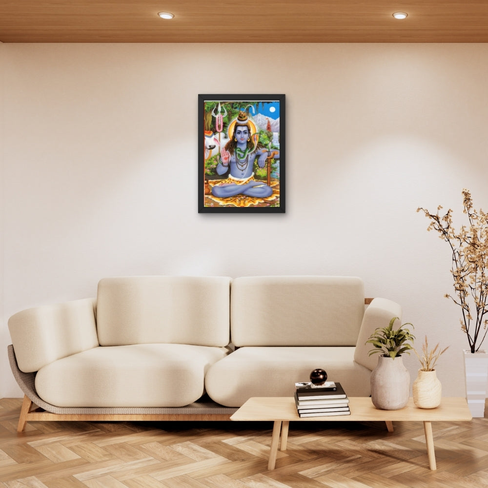 Lord shiva wall art-God shiva with cow photo frame