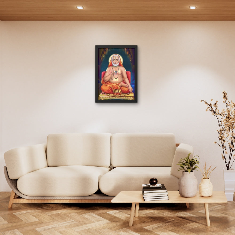 Sri Raghavendra Swamy Wall Art – Hindu Saint Spiritual Guru Photo Frame for Home & Puja Room