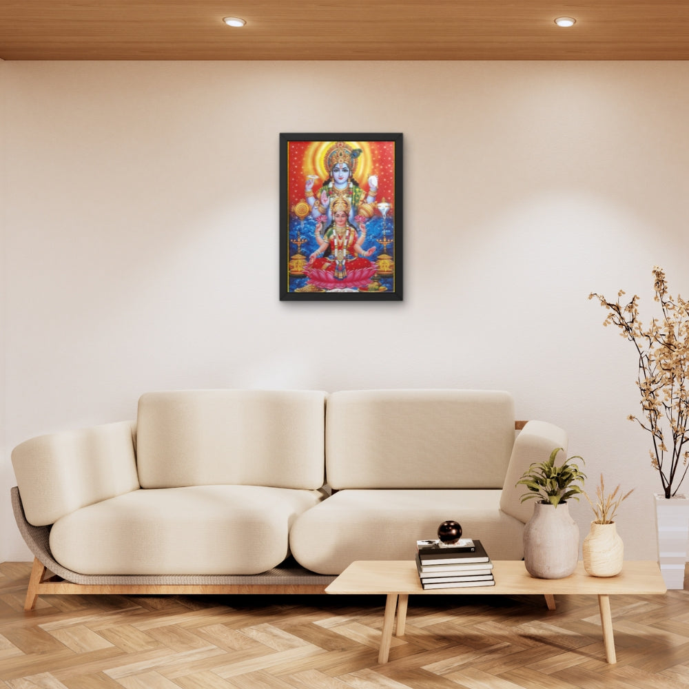 Lakshmi Vishnu Wall Art – Goddess Lakshmi and Lord Vishnu Hindu God Photo Frame