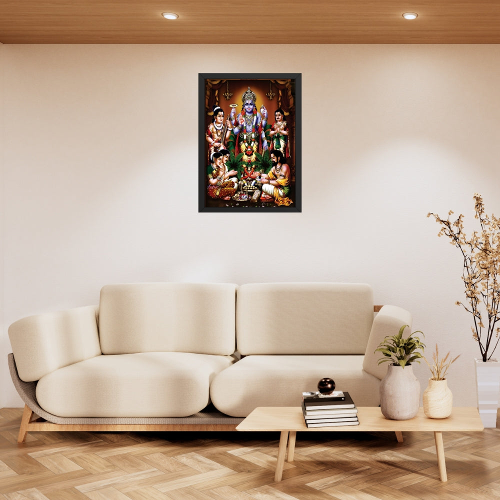 Lord Sri SatyanarayanaSwamy wall art-  Satyanarayana Swamy Hindu God Photo Frame