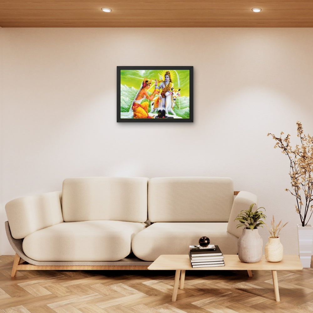 Lord Shiva with parwathi wall art- Goddess Parwathi with shiva and cow photo frame