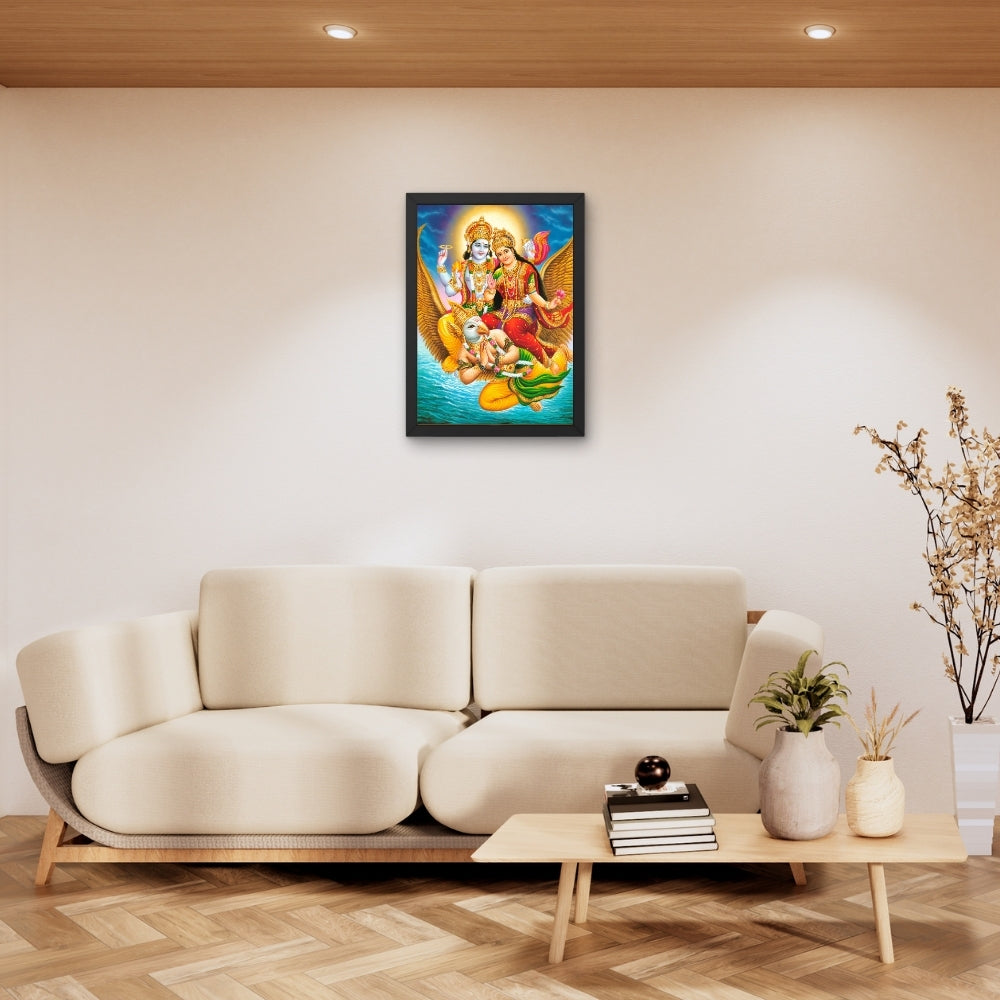 Lord Vishnu and Goddess Laxmi wall art-Sri vishnu with maa Laxmi Hindu God Frame