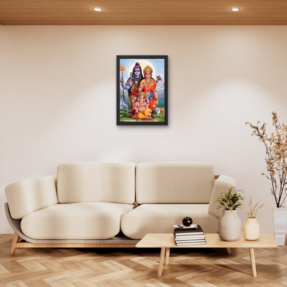 Lord Shiva , Parvathi With Ganesh Wall Art - Shiva , Parvathi With Ganesh Hindu god Photo Frame