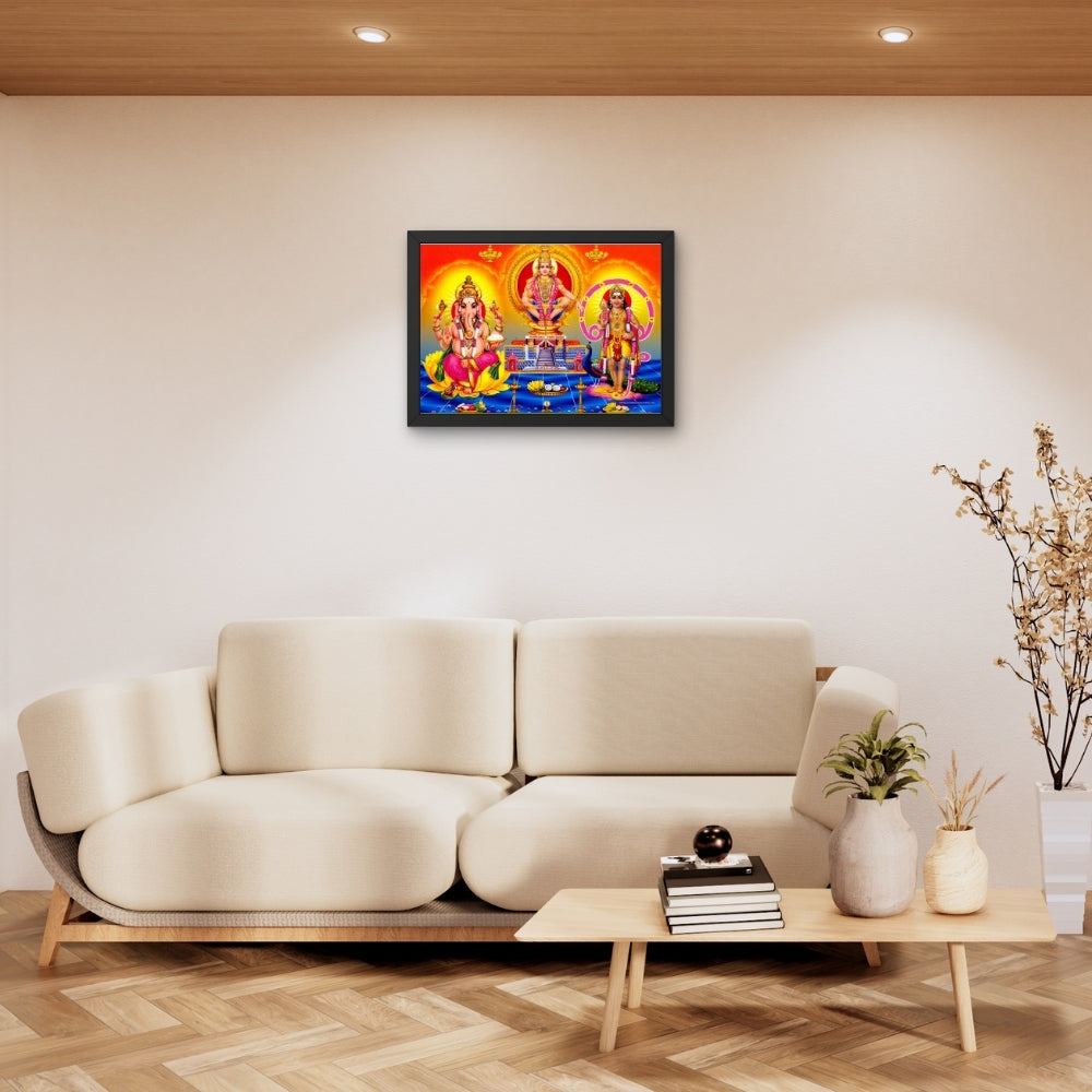 Lord Ayyappa , Ganesh and Karthikeya Wall Art -  Ayyappa , Ganesh And Kartikeya Hindu God Photo Frame