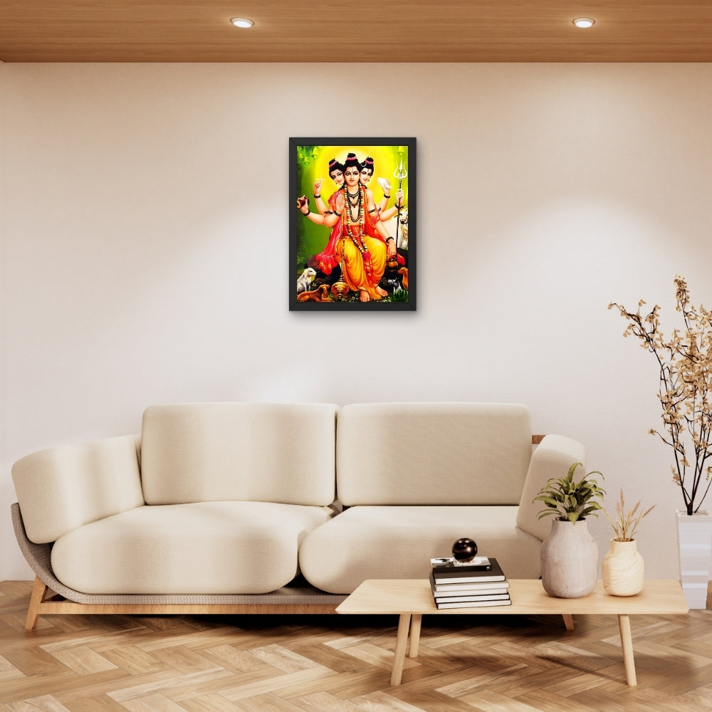 Dattatreya Wall Art – Lord Dattatreya Three-Faced Hindu God Photo Frame