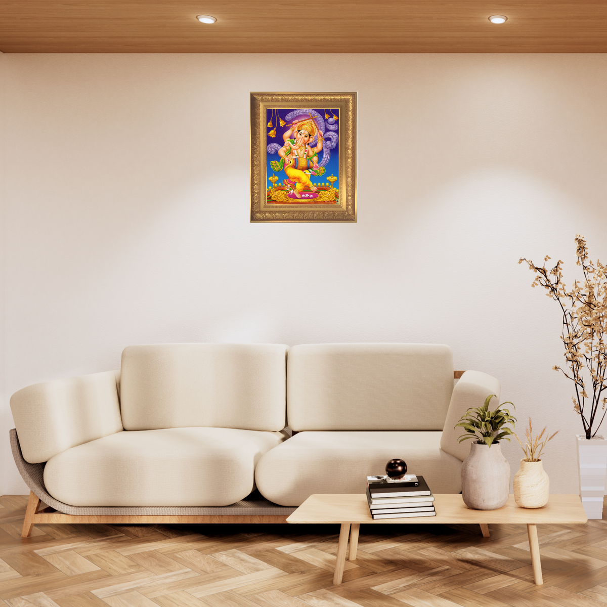 Premium Lord Ganesha Wall Art – Dancing Ganesha Hindu God Photo Frame