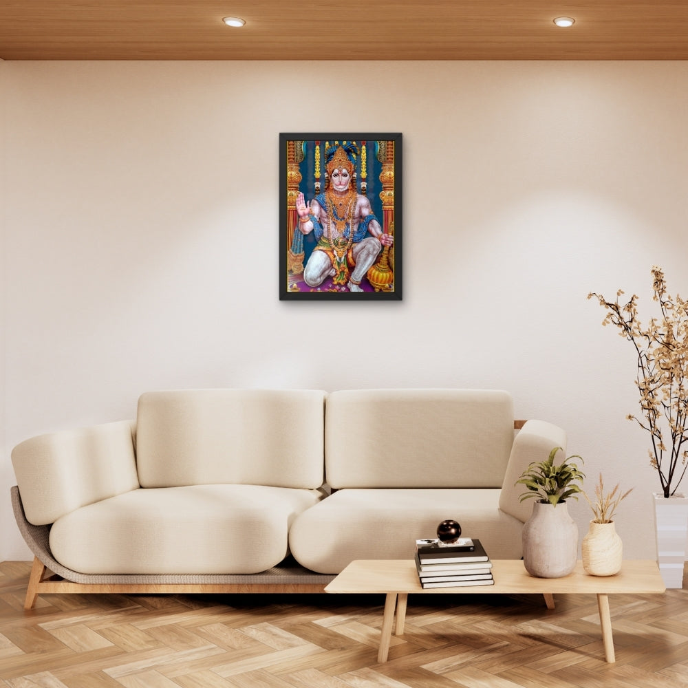 Lord Hanuman Wall Art – Blessing Bajrangbali Hindu God Photo Frame