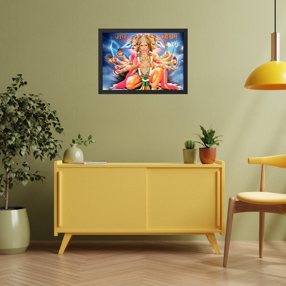 Lord Panchmukhi Hanuman Wall Art - Panchmukhi Hanuman Hindu God Photo Frame