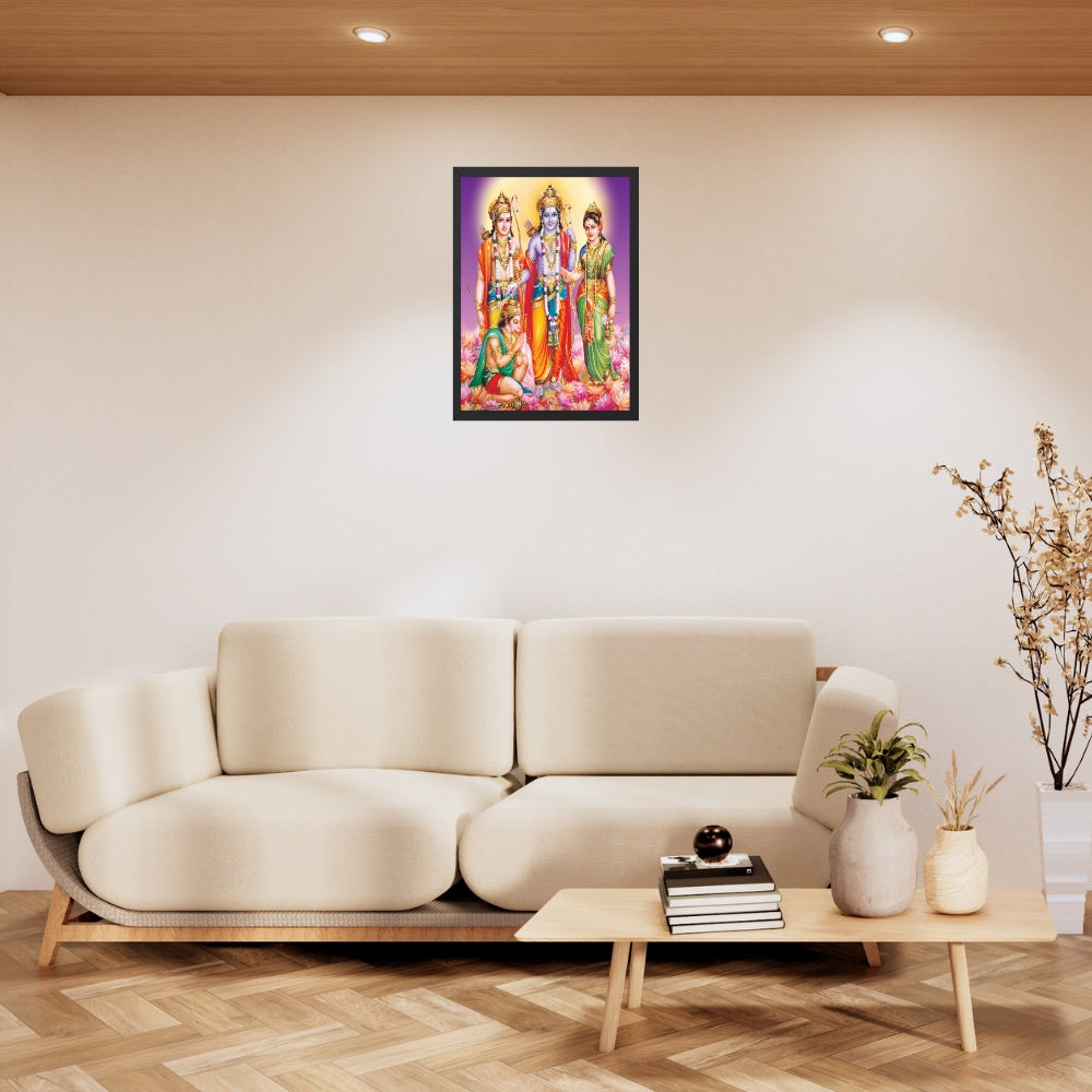 Lord Rama Wall Art – Shri Ram with Sita, Lakshman and Hanuman Hindu God Photo Frame