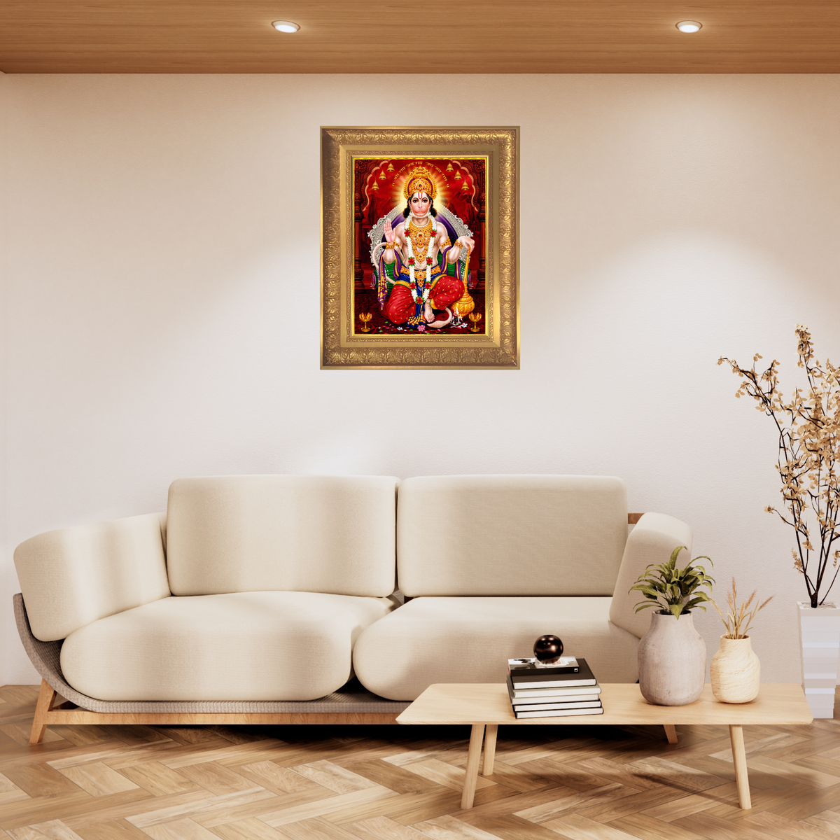 Premium Lord Hanuman Wall Art – Bajrangbali Hanuman Hindu God Photo Frame