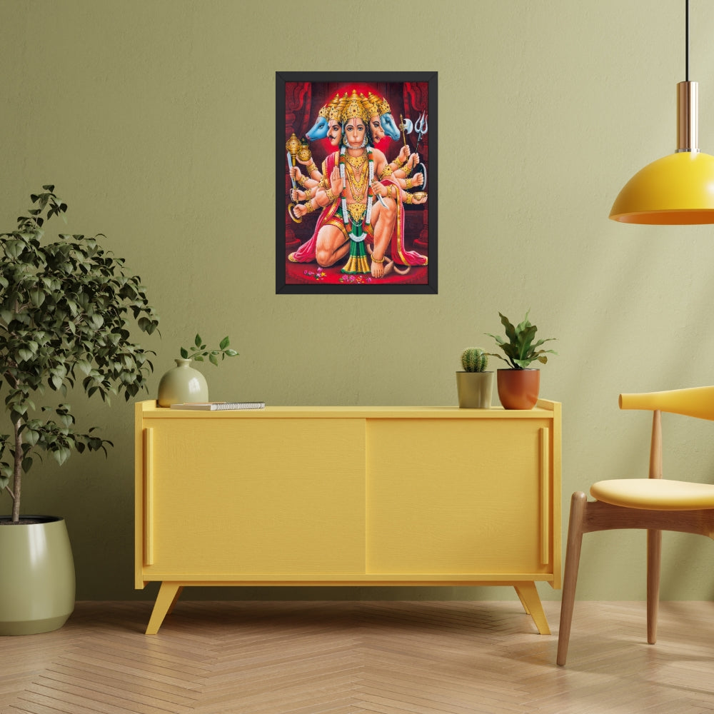 Panchmukhi Hanuman Wall Art – Five-Faced Lord Hanuman Hindu God Photo Frame