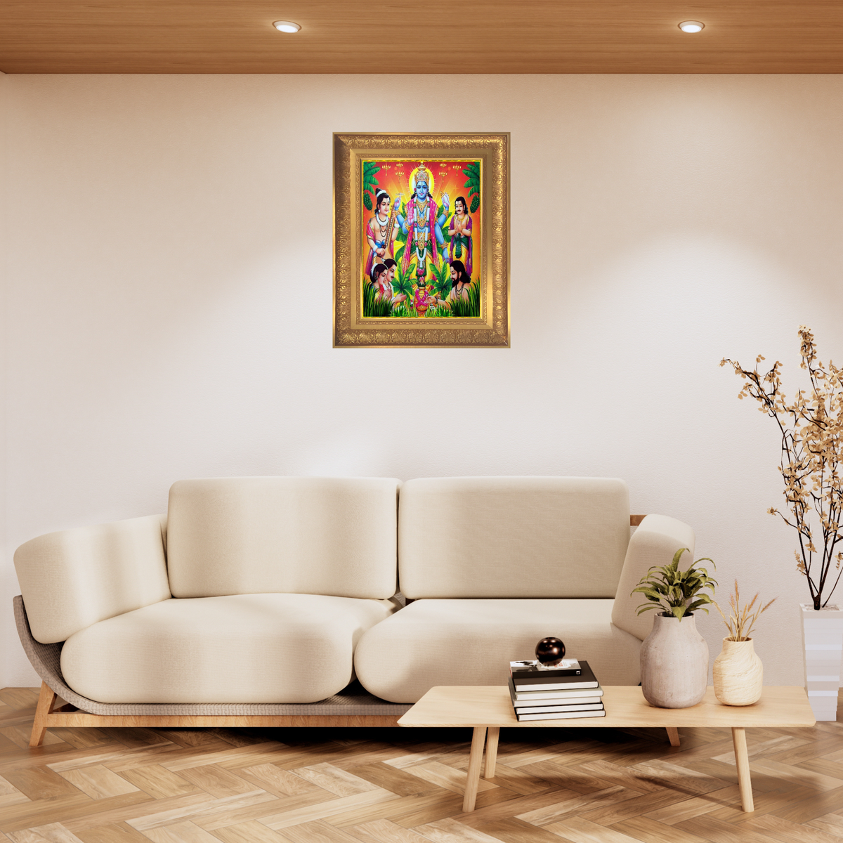 Premium Satya Narayana Swamy Wall Art – Sri Satya Narayana Swamy Hindu God Devotional Photo Frame