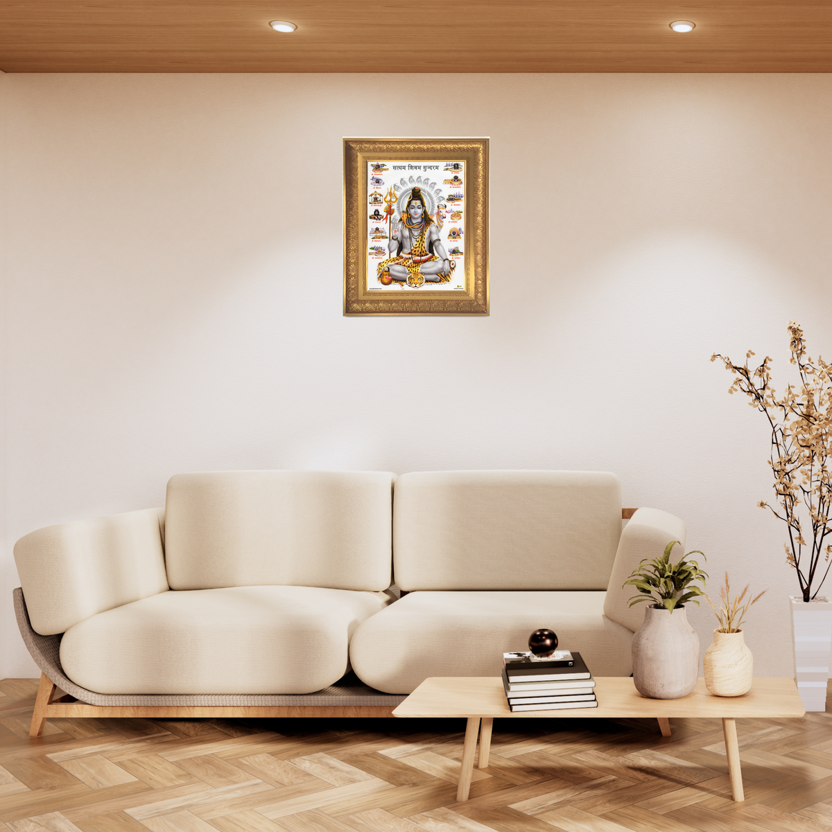 Premium Lord Shiva 12 Jyotirlinga Wall Art – Mahadev Hindu God Religious Photo Frame