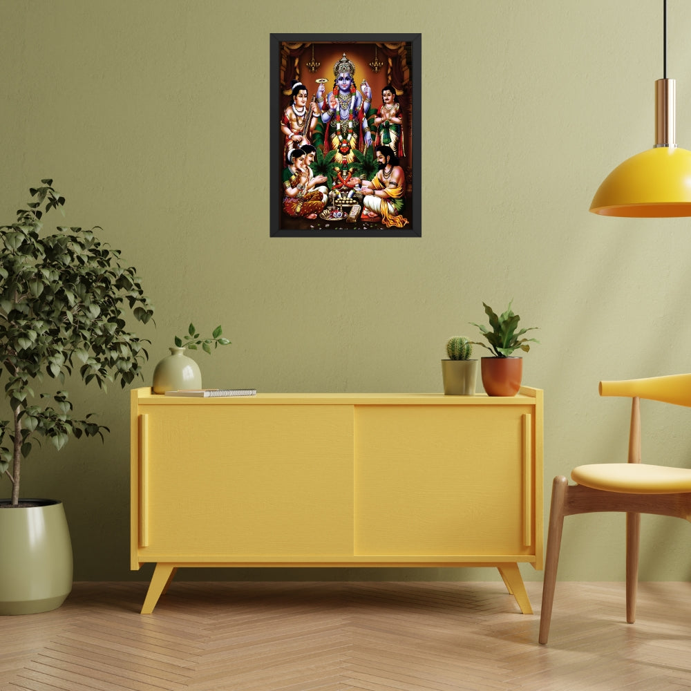 Lord Sri SatyanarayanaSwamy wall art-  Satyanarayana Swamy Hindu God Photo Frame