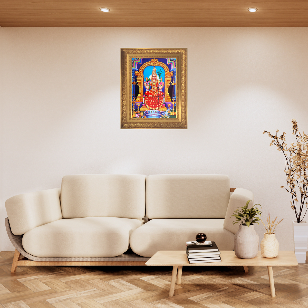 Premium Goddess Meenakshi Wall Art – Sri Meenakshi Amman Hindu Goddess Photo Frame