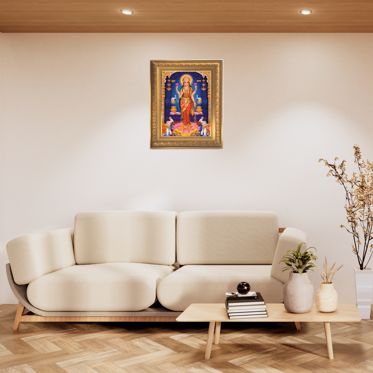 Premium Goddess Lakshmi Wall Art – Hindu Goddess of Wealth and Prosperity Photo Frame
