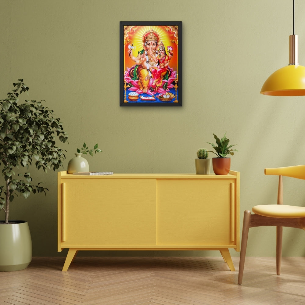 Lord Ganesha & Goddess Lakshmi Wall Art – Ganesh Lakshmi Hindu God Photo Frame