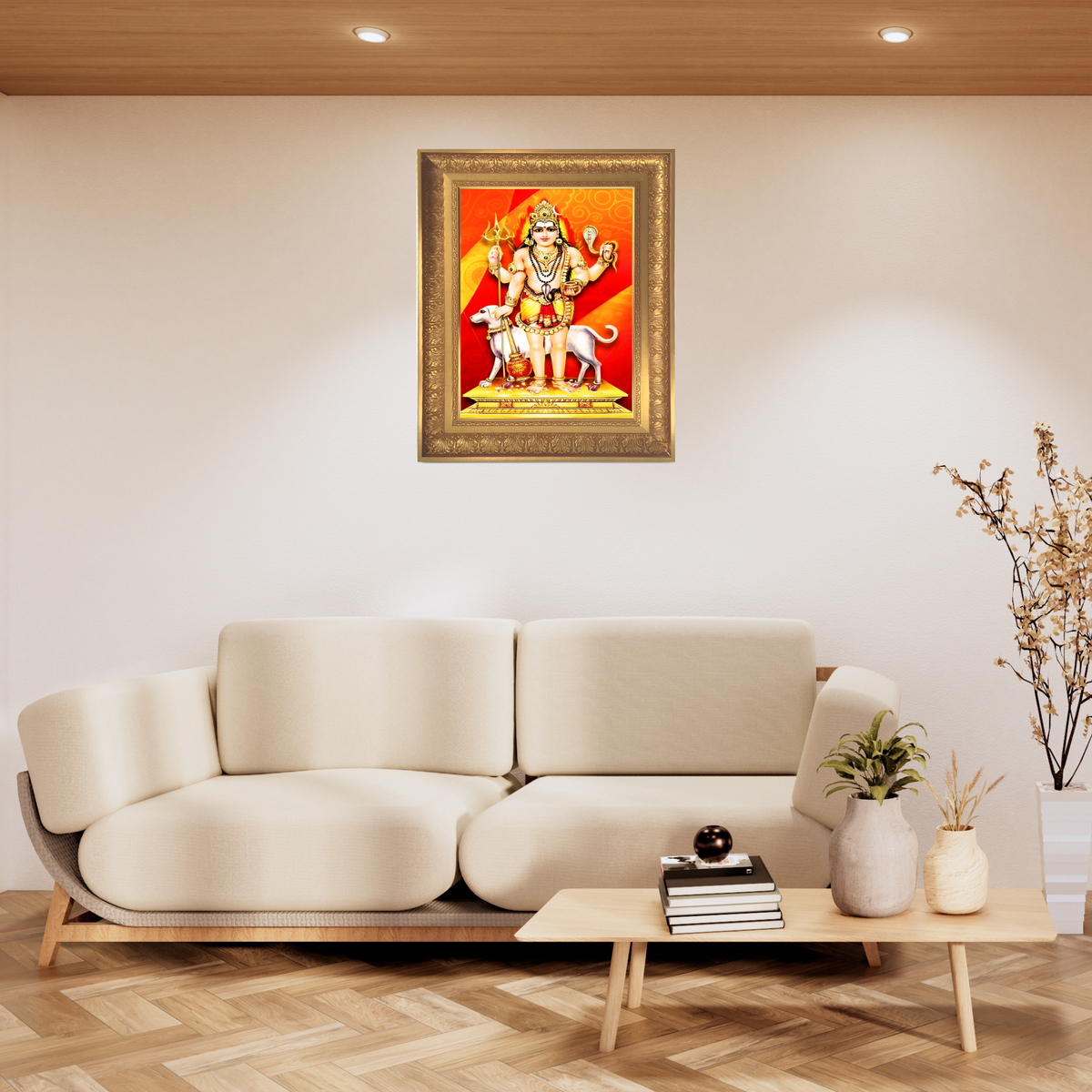 Premium Lord Bhairava Wall Art – Kala Bhairava Hindu God Spiritual Photo Frame