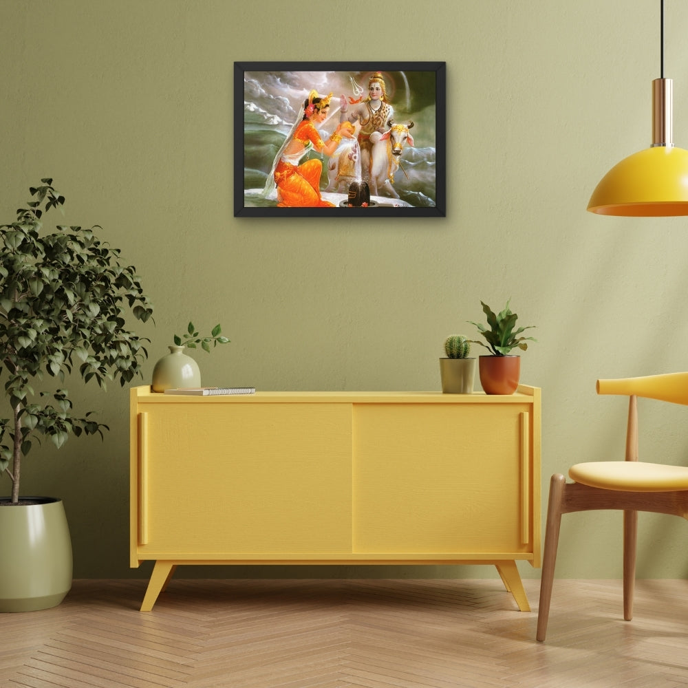 Lord Shiva parwathi wall art- God shiva with parwathi photo frame