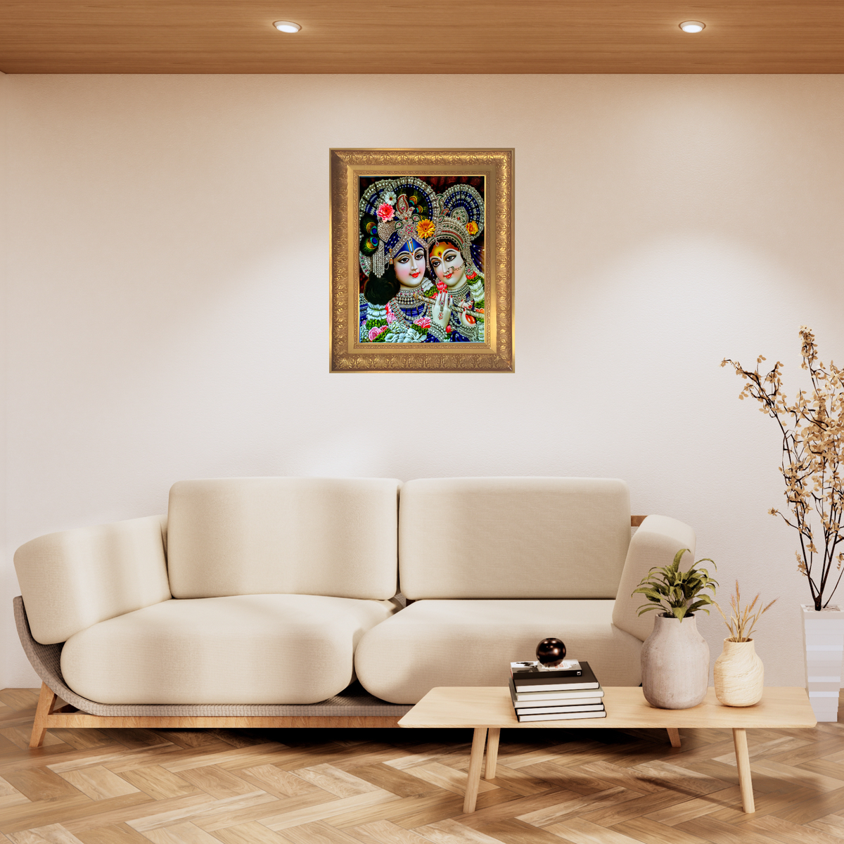 Premium Radha Krishna Wall Art – Divine Radha Krishna Hindu God Photo Frame