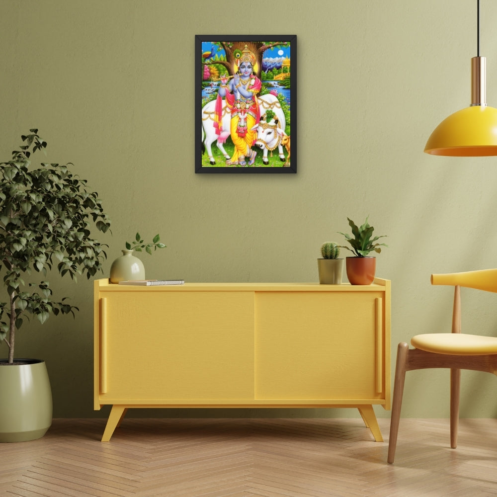Lord Krishna wall art- God krishna with cow photo frame