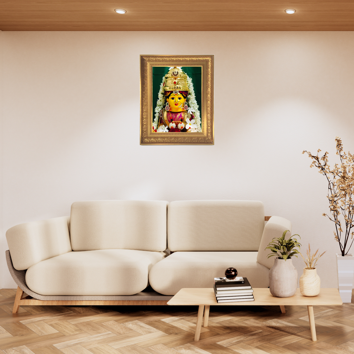 Premium Varalakshmi Devi Wall Art – Goddess Lakshmi Varalakshmi Vratam Hindu Goddess Photo Frame