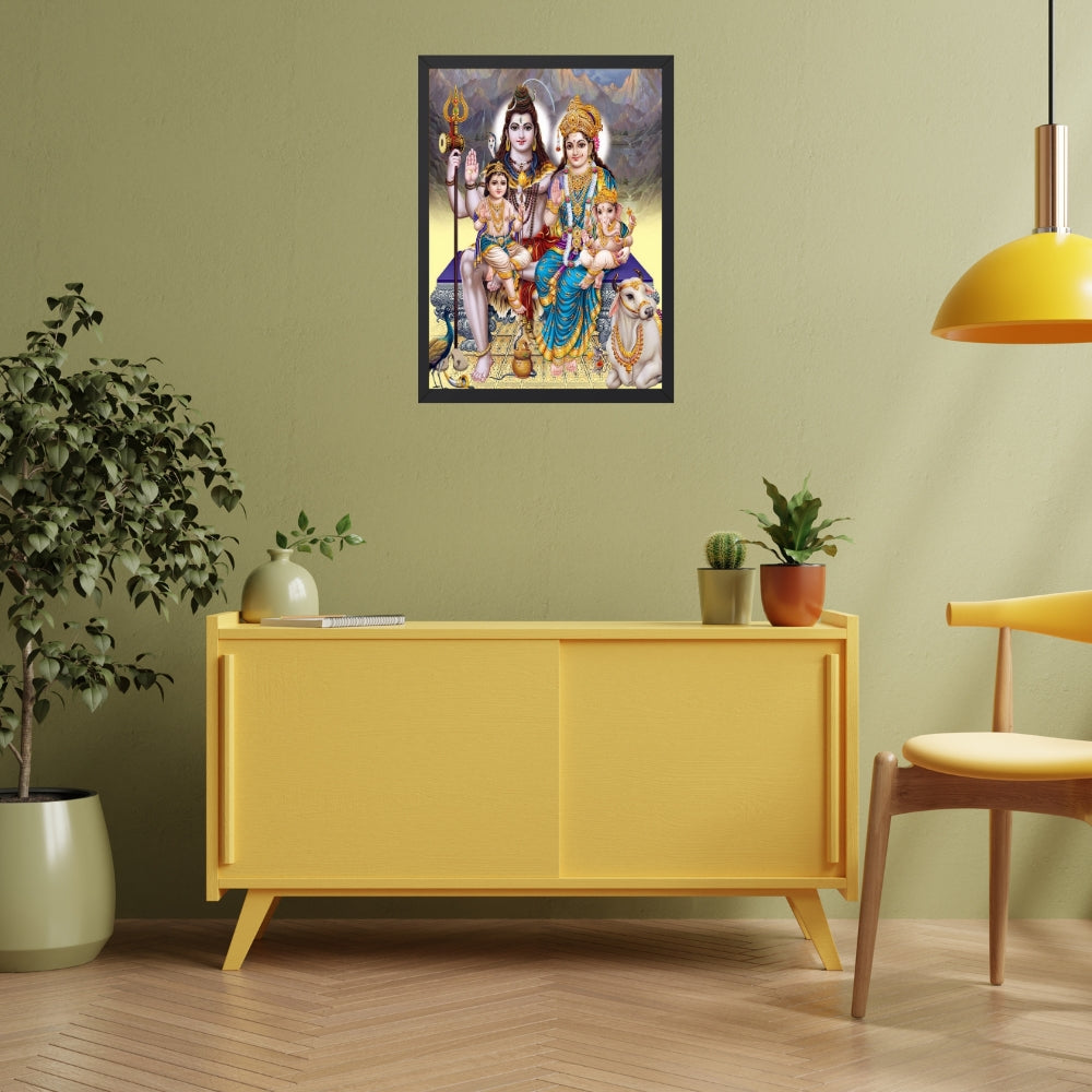 Lord Shiva with Family Wall Art- Shiva With Family Photo Frame