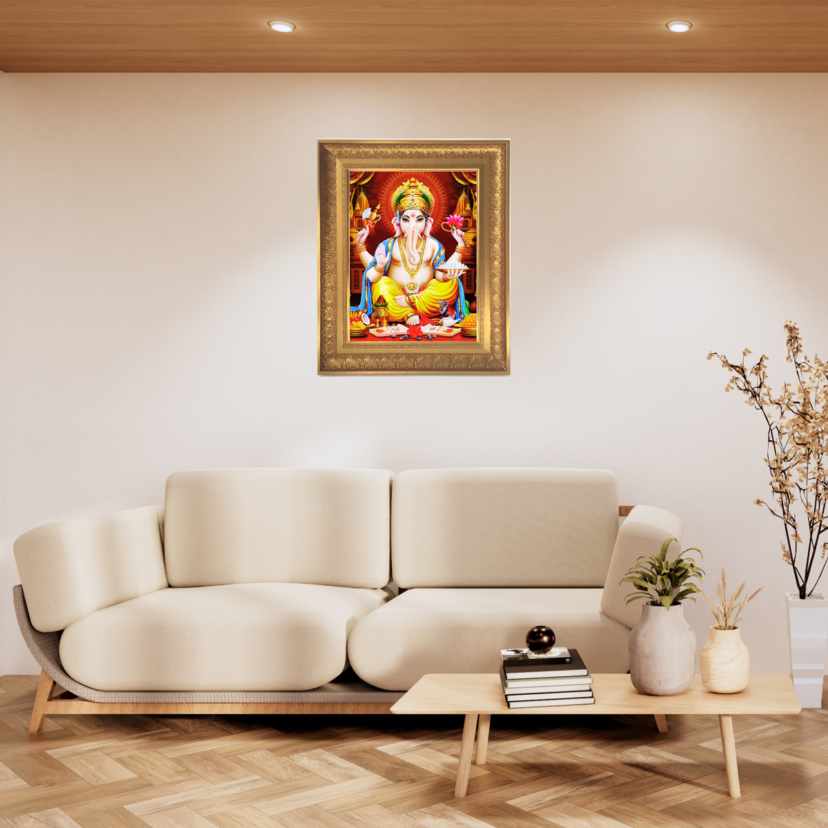 Premium Lord Ganesha Wall Art – Ganapati Bappa Hindu God Photo Frame