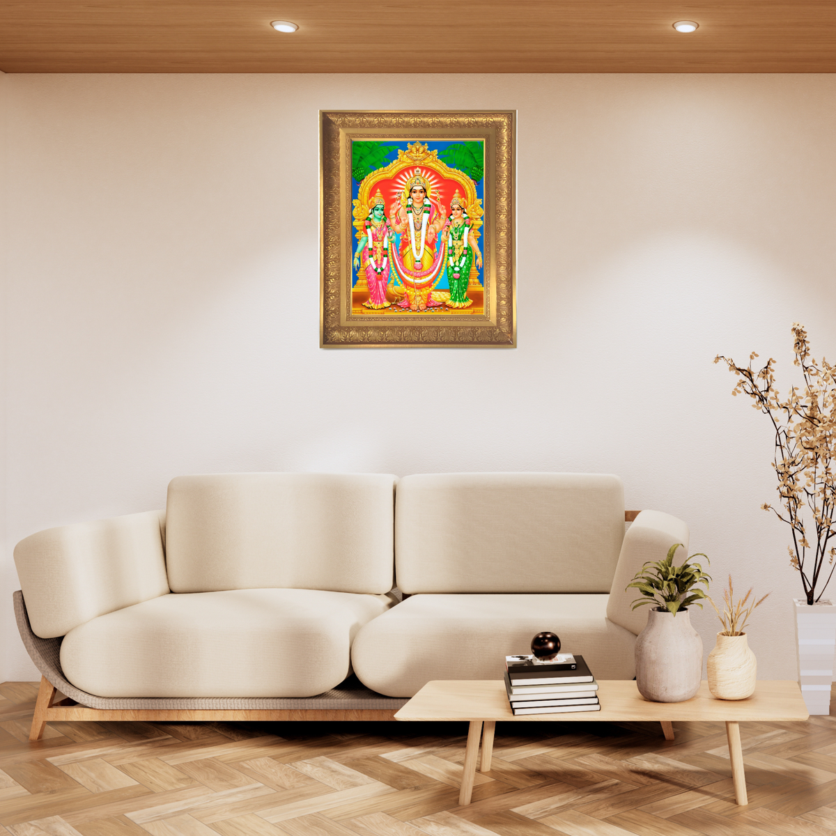Premium Lord Murugan Wall Art – Subramanya Swamy Photo Frame | Hindu God Spiritual Home Décor