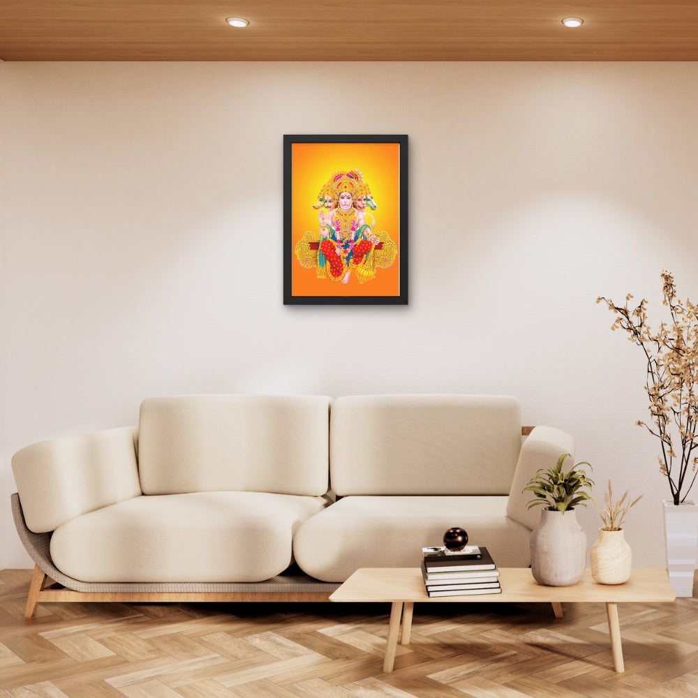 Panchmukhi Hanuman Wall Art – Five-Faced Lord Hanuman Hindu God Framed Photo