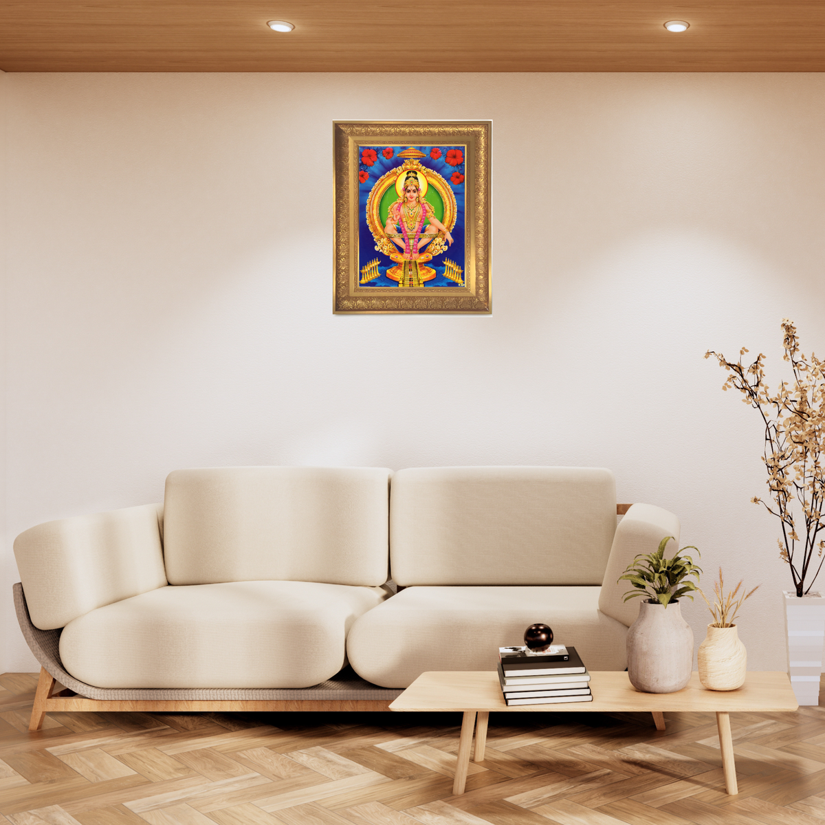 Premium Ayyappa Swamy Wall Art – Lord Ayyappa Hindu God Photo Frame