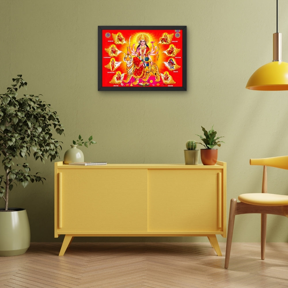 Navadurga Wall Art – Goddess Durga with Nine Forms Hindu Goddess Photo Frame