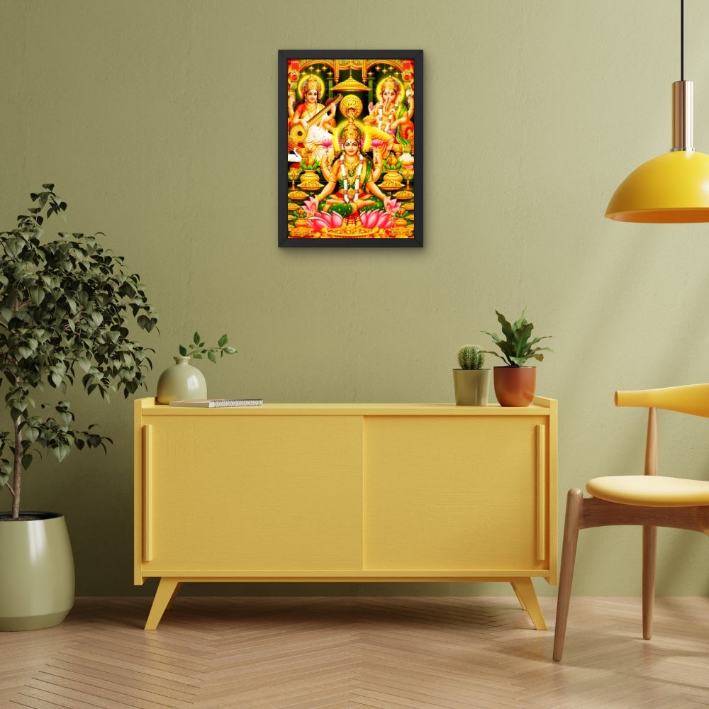 Lord ganapathi wall art -Ganapathi and Laxmi and saraswathi god frame