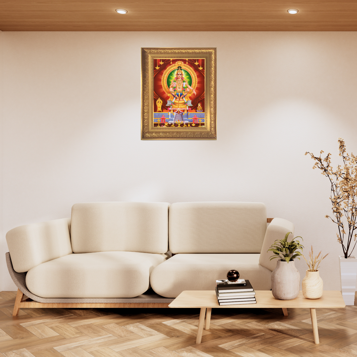 Premium Ayyappa Swamy Wall Art – Lord Ayyappa Sabarimala Hindu God Photo Frame