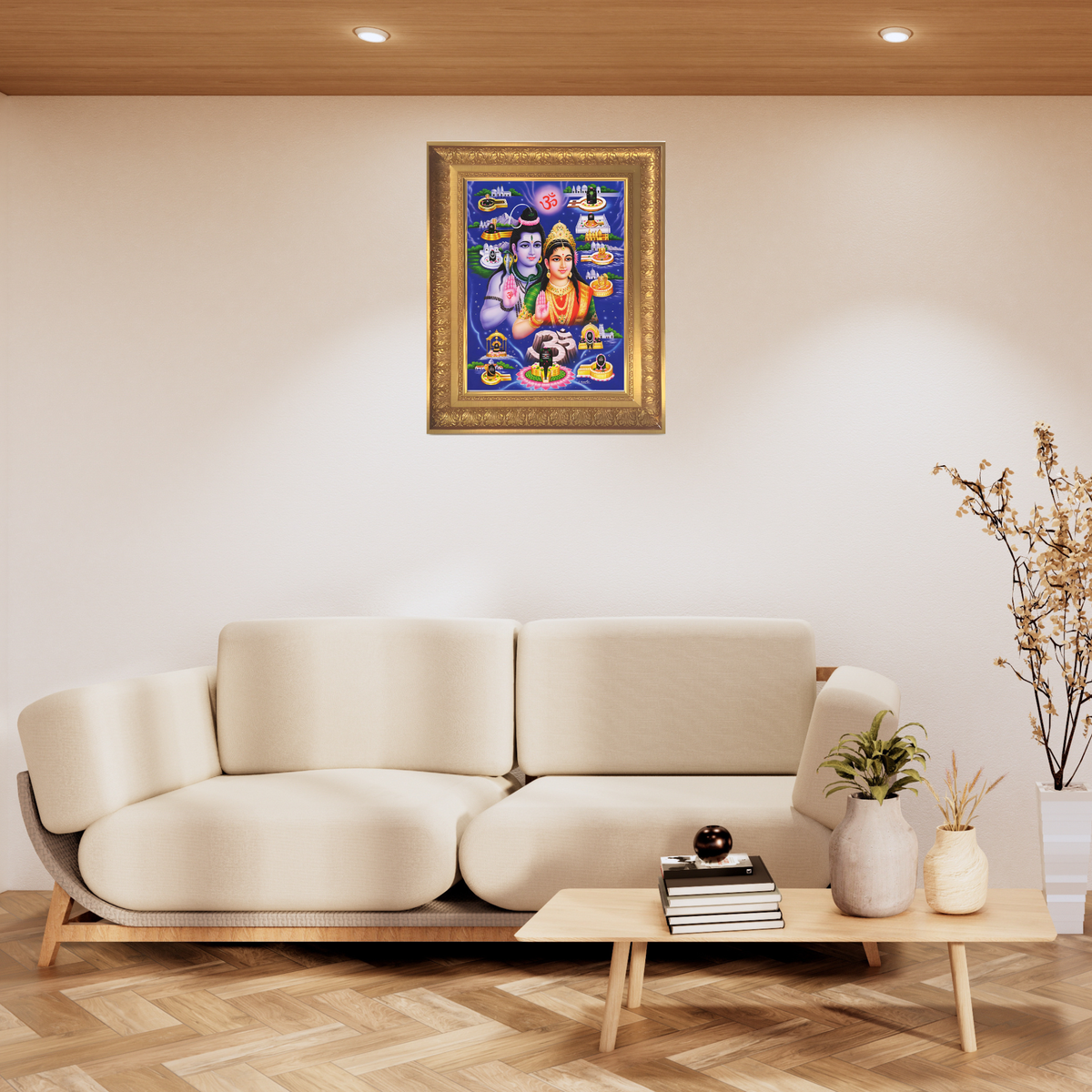 Premium Shiva Parvati Wall Art – Lord Shiva and Goddess Parvati Jyotirlinga Hindu God Photo Frame