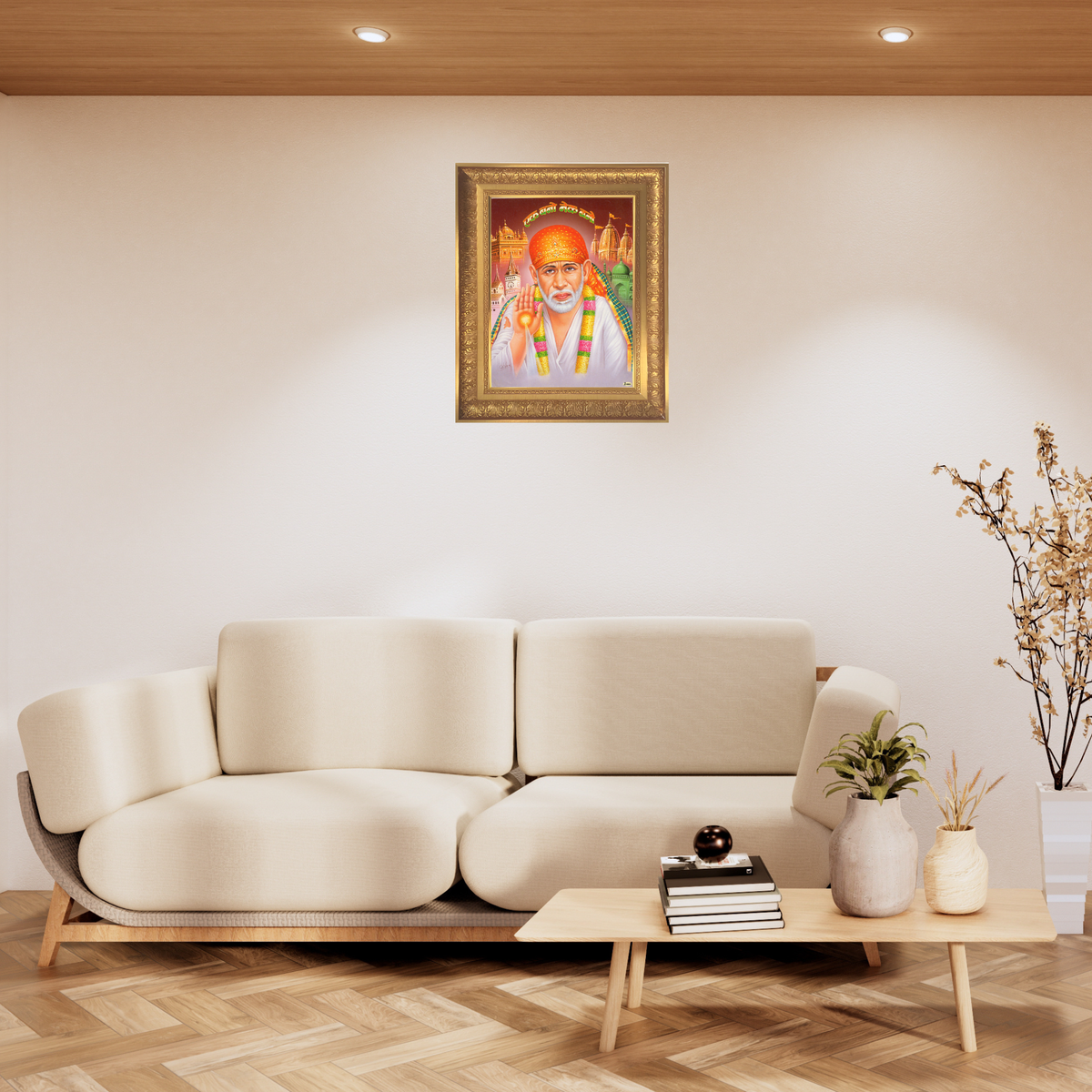 Premium Shirdi Sai Baba Wall Art – Sai Baba Hindu Spiritual Photo Frame