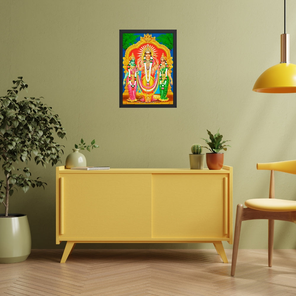 Lord Subramanya swamy wall art- Subramanya swamy with valli and devasena photo frame