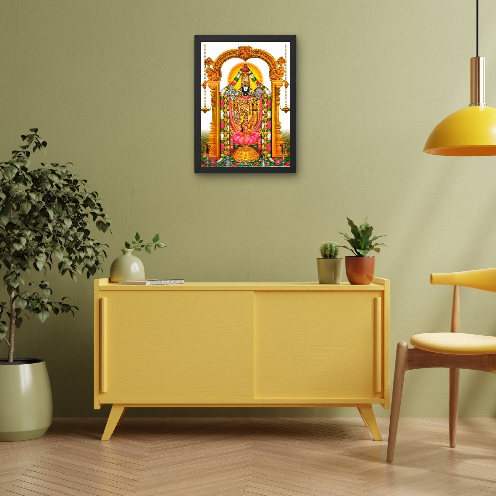 Tirupati Balaji Wall Art – Lord Venkateswara with Goddess Lakshmi Hindu God Photo Frame