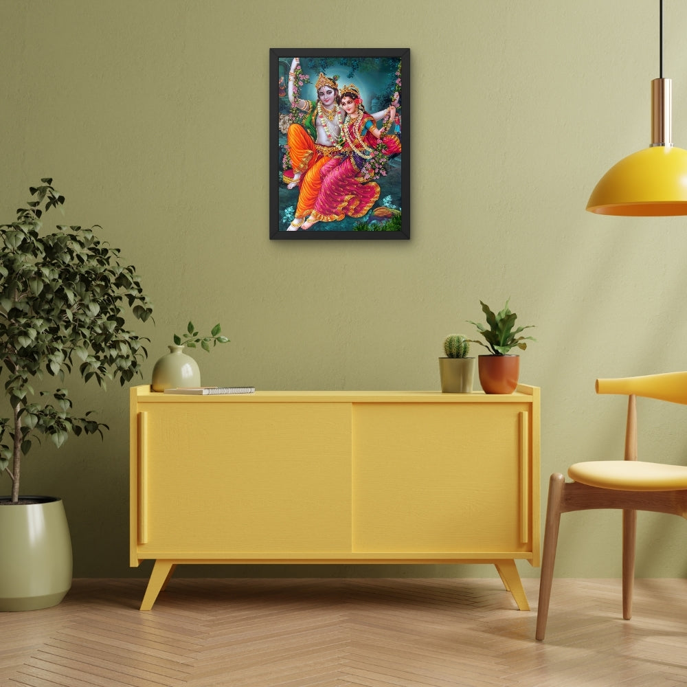 Lord Krishna with Radha Wall Art - Krishna with Radha Hindu God Photo Frama