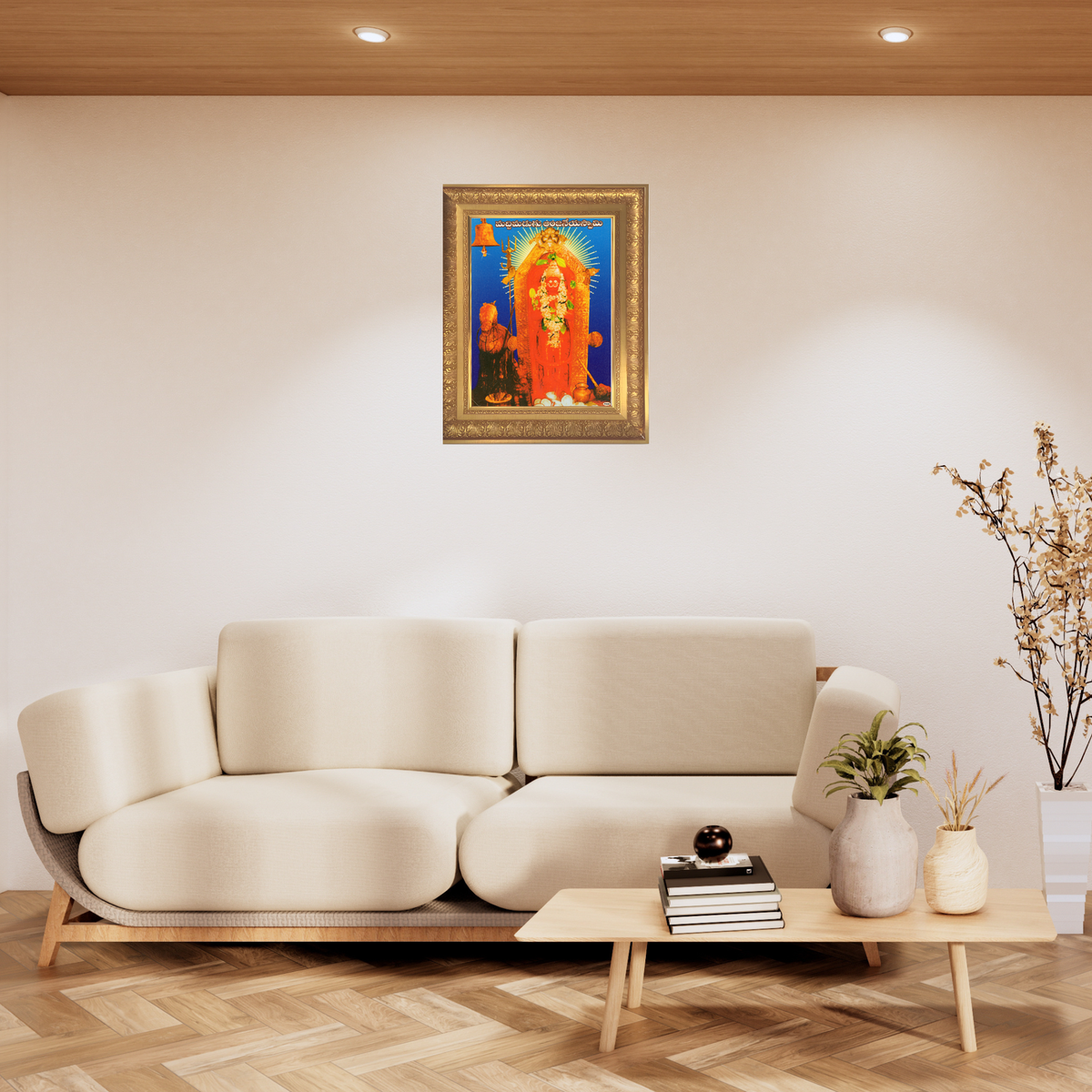 Premium Maddimadugu Anjaneya Swamy Wall Art – Lord Hanuman Maddimadugu Temple Hindu God Devotional Photo Frame