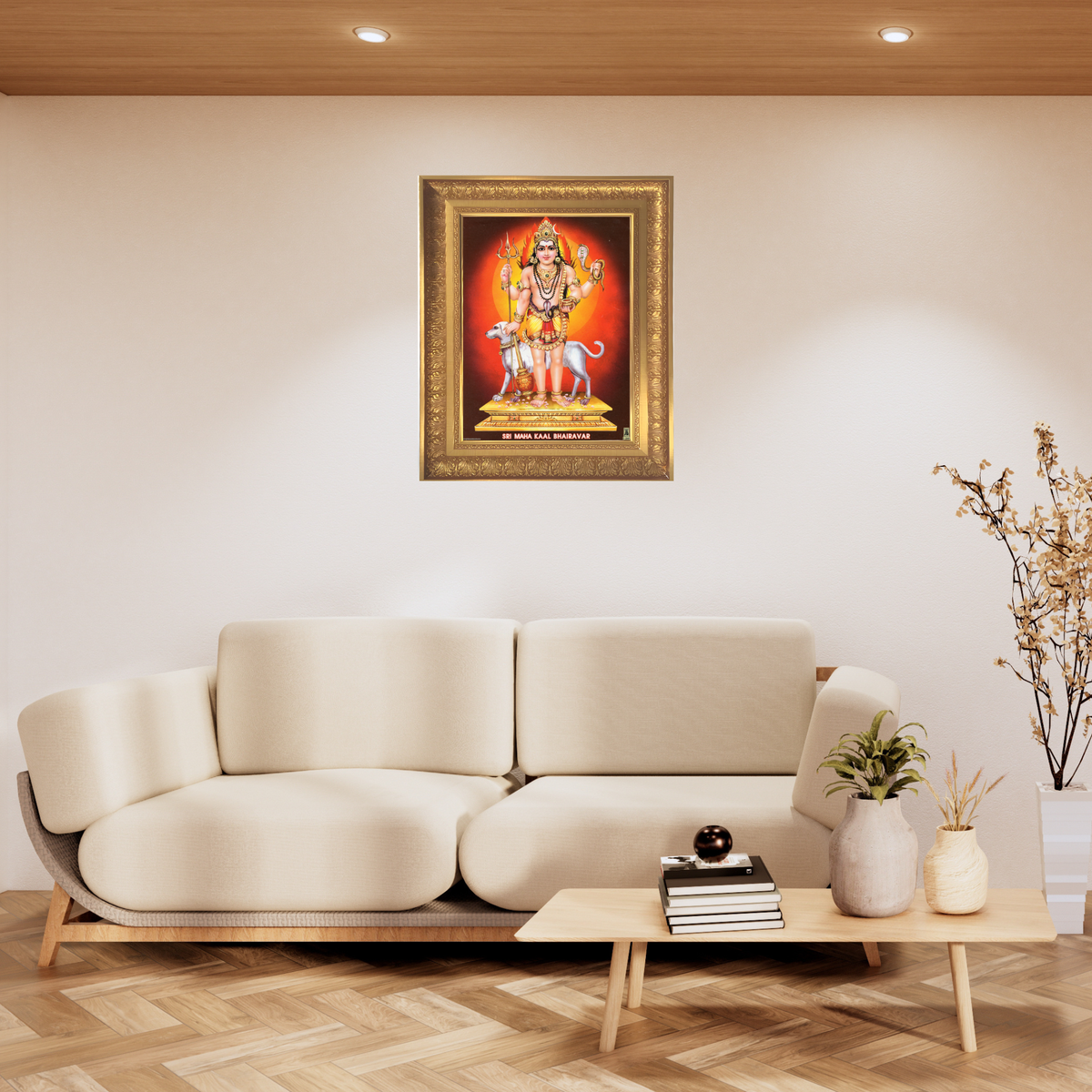 Premium Sri Maha Kaal Bhairavar Wall Art – Lord Kaal Bhairava Hindu God Devotional Photo Frame