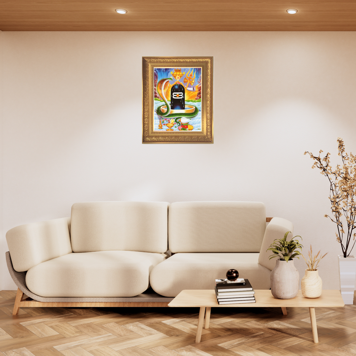 Premium Lord Shiva Lingam Wall Art – Mahadev Shivling Hindu God Devotional Photo Frame