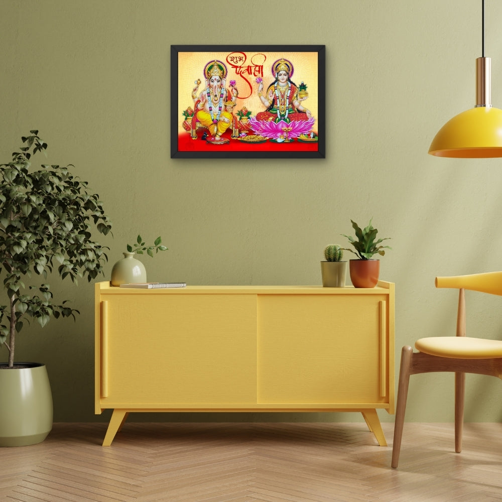 Ganesha Lakshmi Wall Art – Lord Ganesha & Goddess Lakshmi Hindu God Photo Frame