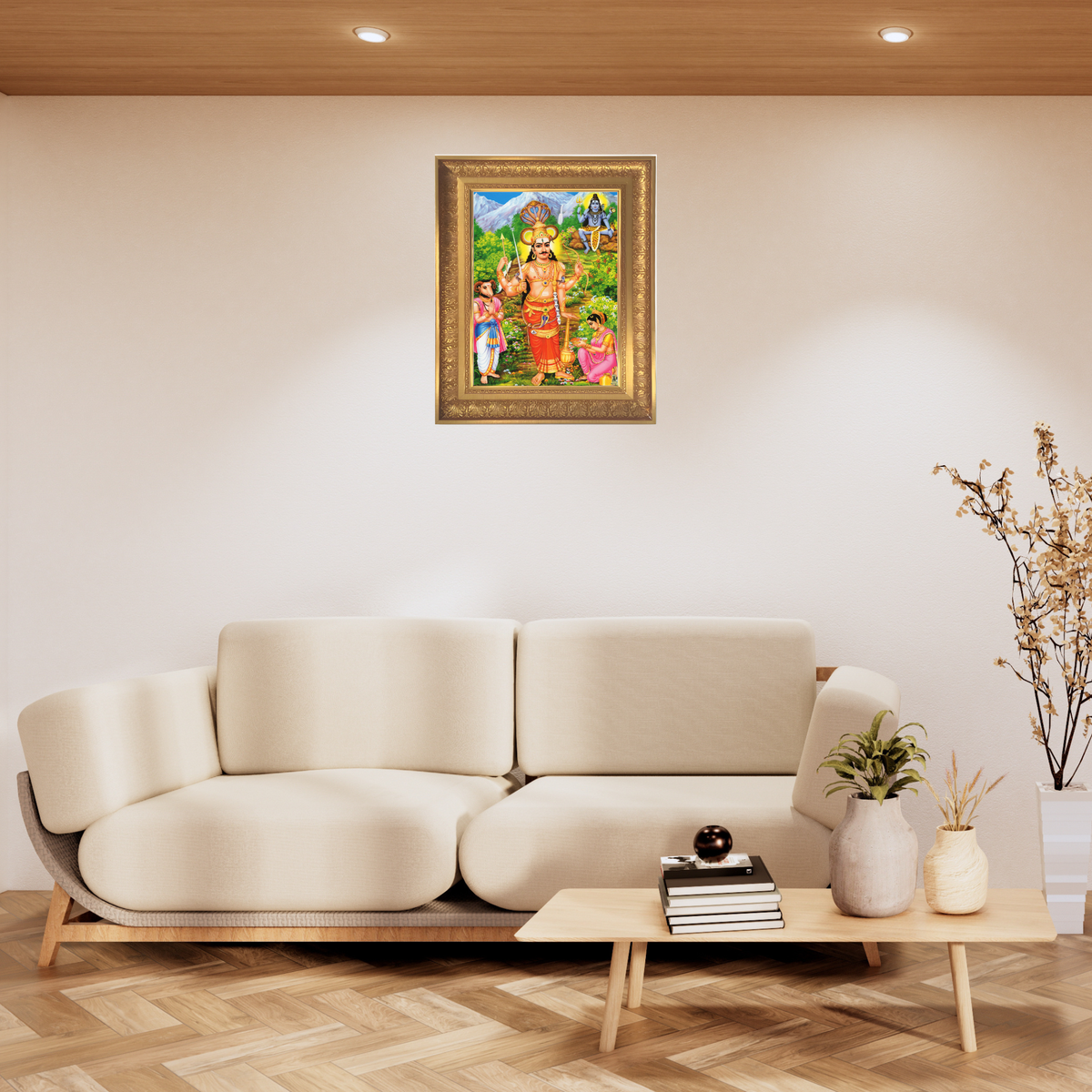 Premium Mallanna Swamy Wall Art – Lord Mallanna with Lord Shiva Hindu God Devotional Photo Frame