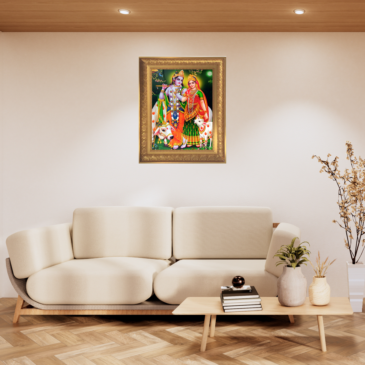 Premium Radha Krishna Wall Art – Divine Radha Krishna Photo Frame | Hindu God Spiritual Home Décor