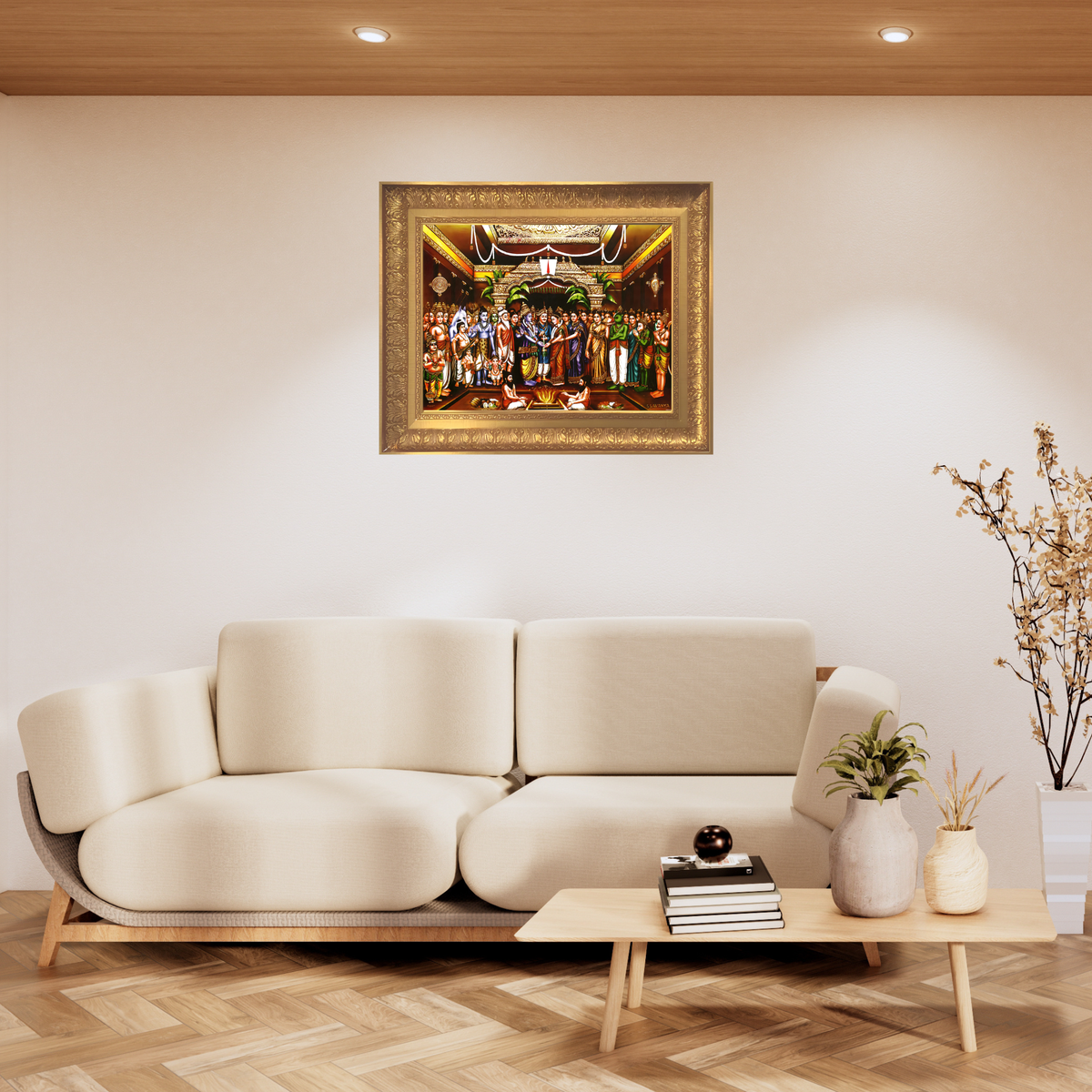 Premium Venkateswara Padmavathi Kalyanam Wall Art – Lord Venkateswara & Goddess Padmavathi Hindu God Photo Frame