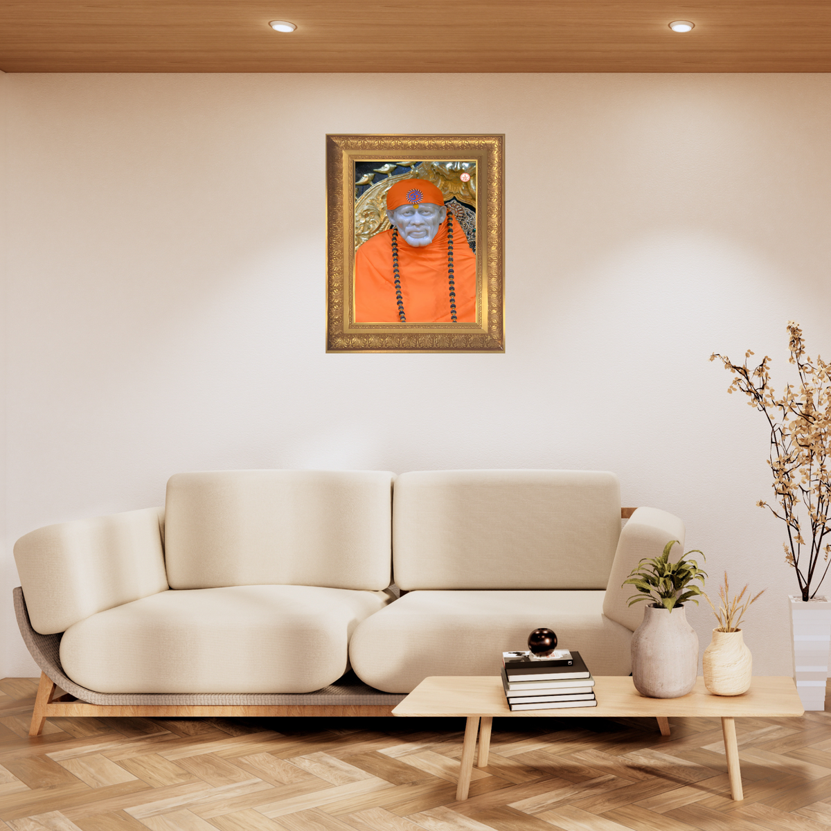 Premium Shirdi Sai Baba Wall Art – Sai Baba Devotional Hindu God Photo Frame